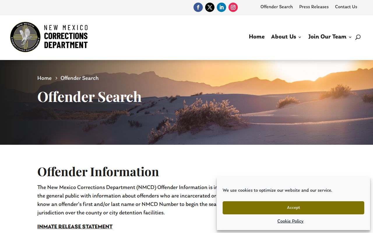 Mora County released inmate NMCD offender search scope